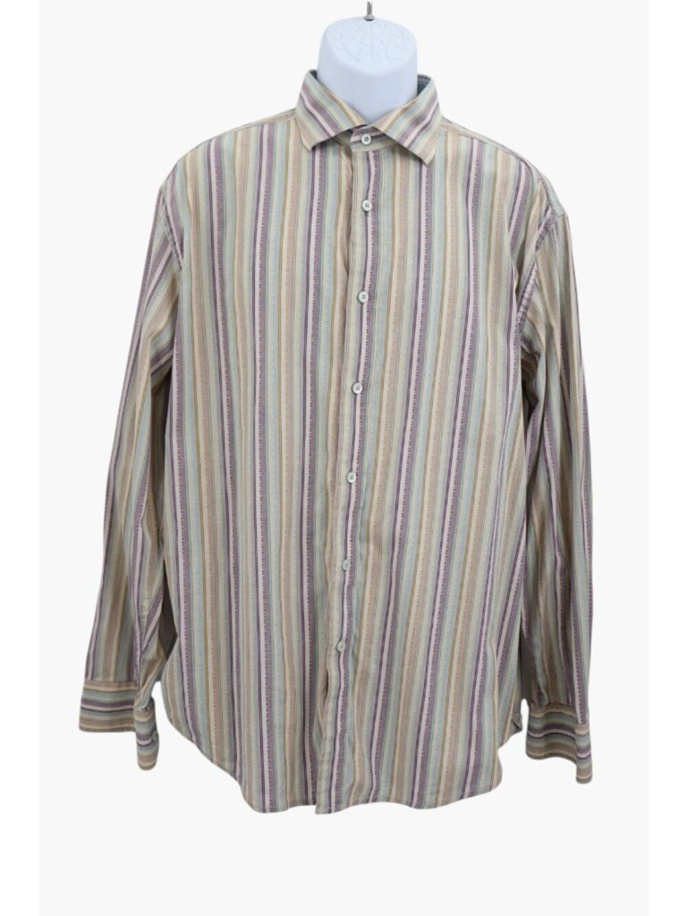 Robert Graham Flip Cuff Colorful Striped Long Sleeve Button Shirt Size XL